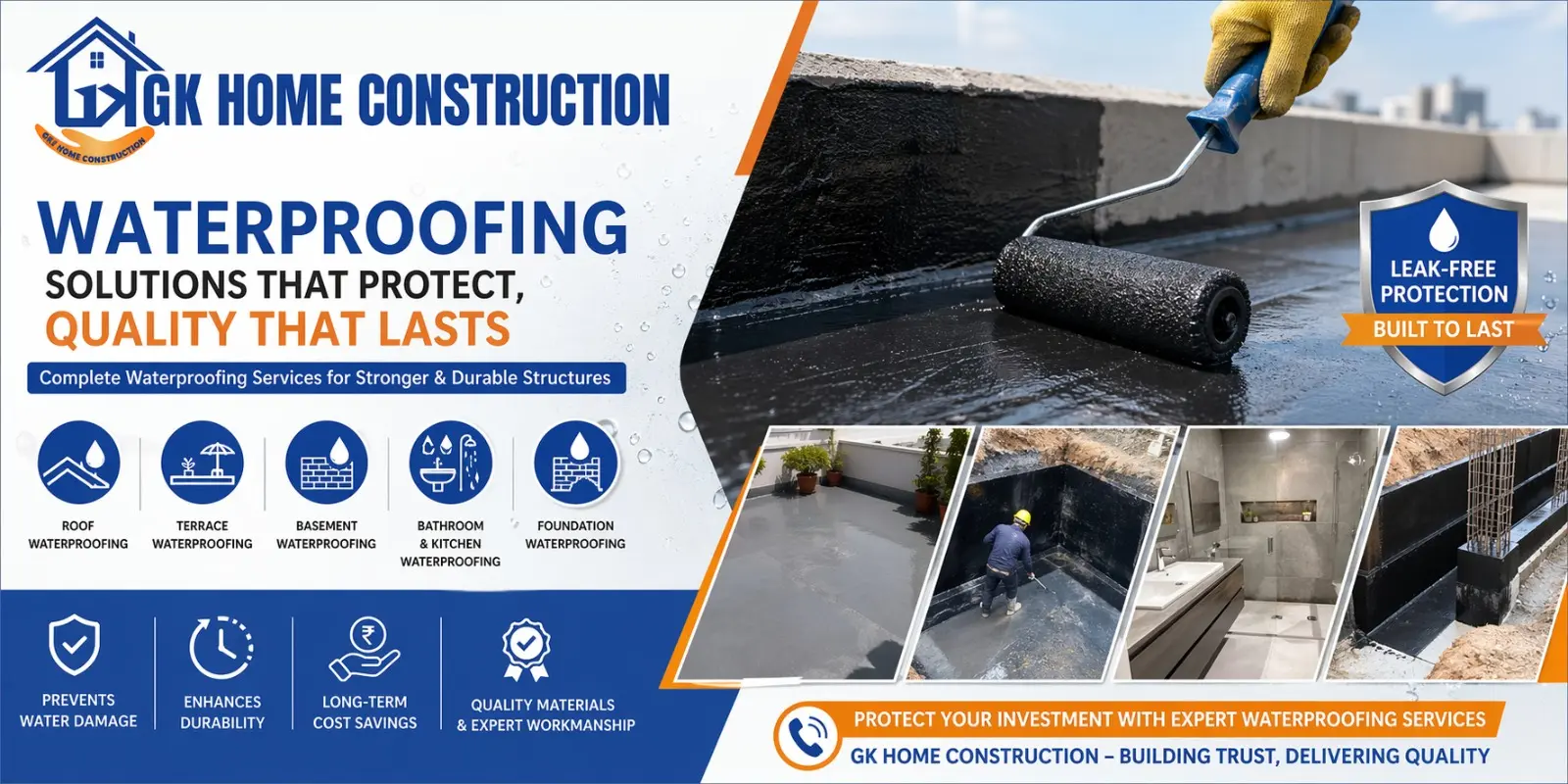 water proofing services in GK Home Construction